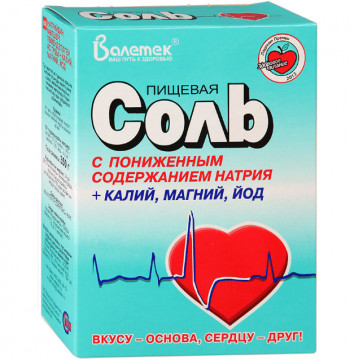Валетек с пониженным содержанием натрия + калий, магний, йод